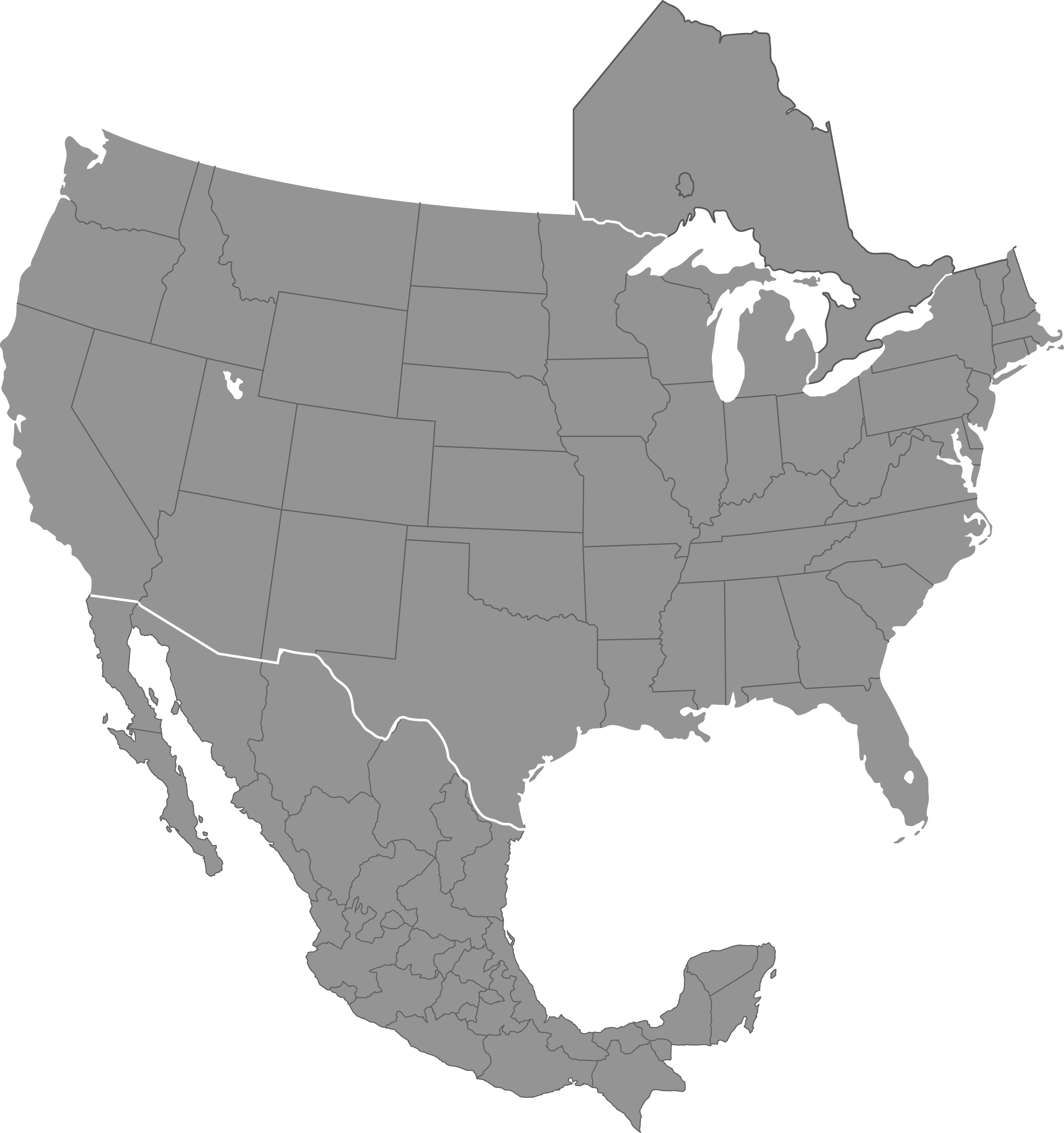 Simple graphic of North America